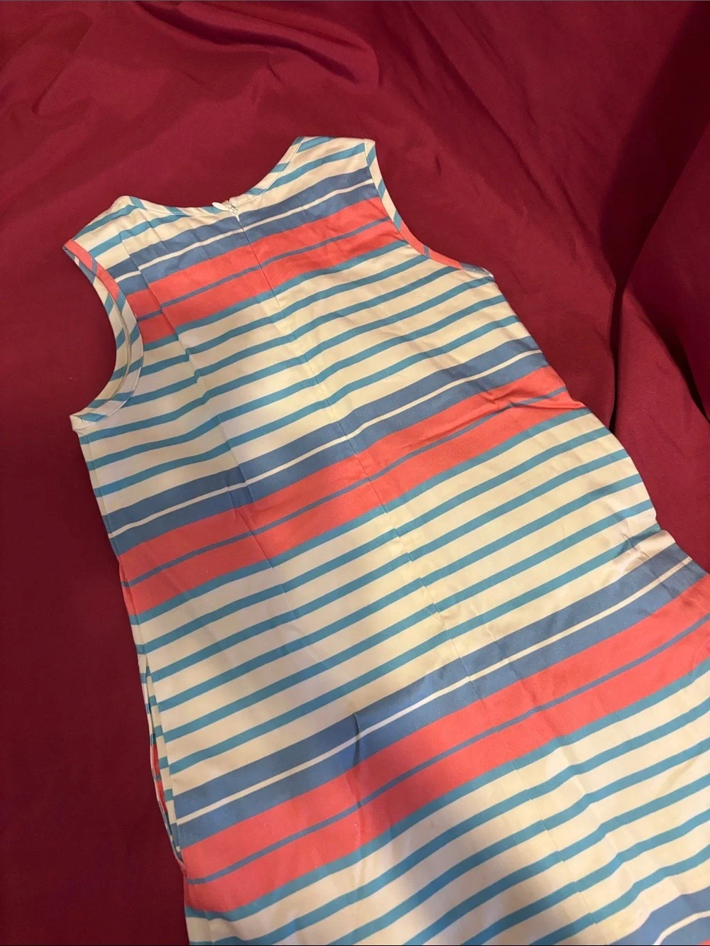 Classic Prep Girls Sleeveless Striped A-Line Dress in Blue, White & Pink